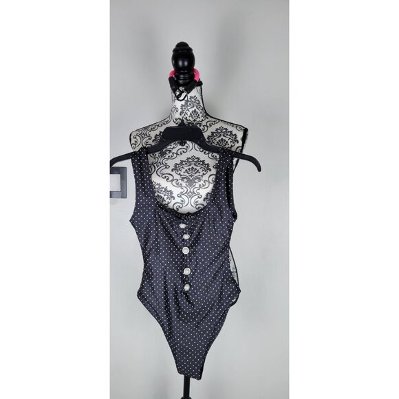 SAME Los Angeles One Piece Swimsuit Womens Size Small Black Polka dot  Grace - Picture 3 of 7